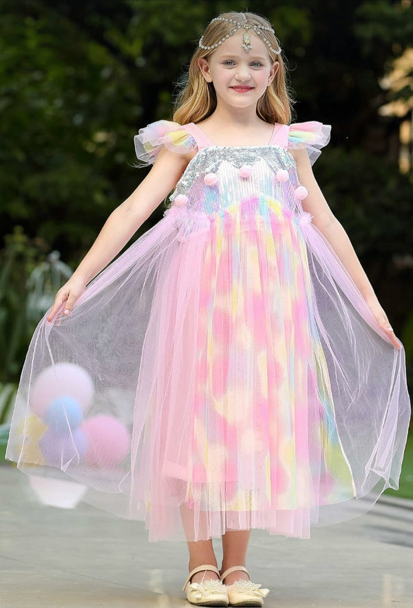 Unicorn themed soft net imported frock