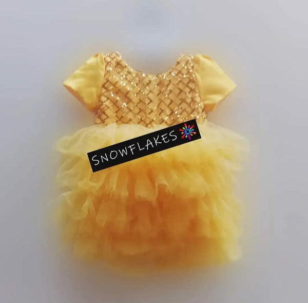 Soft net ruffle layered cake frock