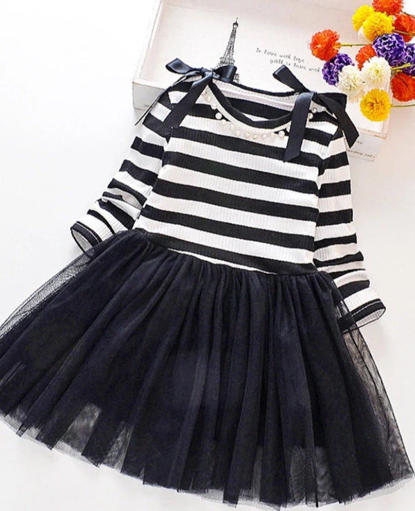 Chic Stripes & Tulle Princess Dress