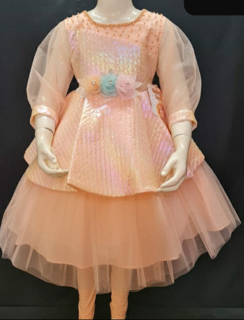 Peach Princess Party Dress for Girls
